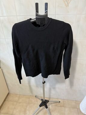 Classic Black Ribbed Crewneck Sweater